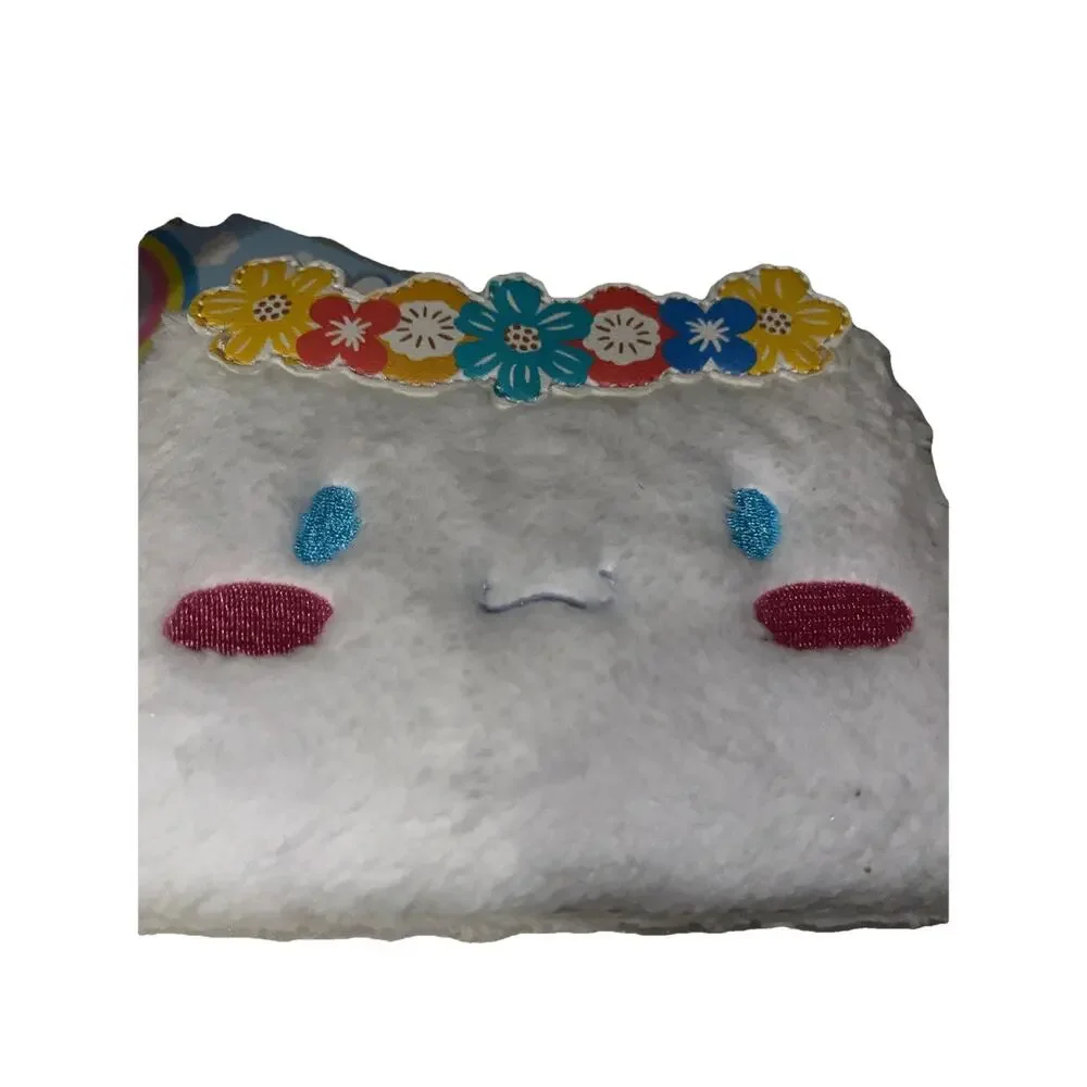 Loungefly Sanrio CINNAMOROLL Flower Crown Fuzzy Plush Zip Around Wallet NWT New - Picture 7 of 8